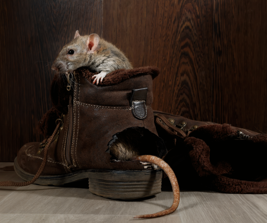 mice chewing through boots