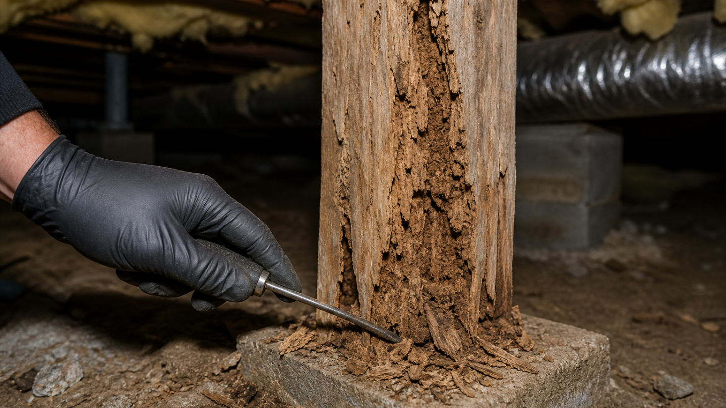 termite damage in crawlspace